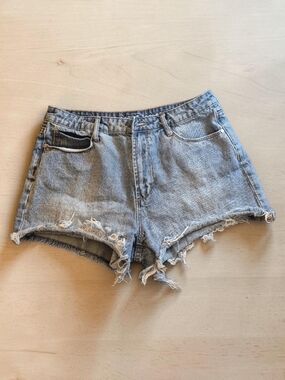 Articles Of Society Light Wash Frayed Denim Super Short Shorts